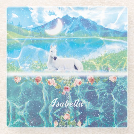 夢の楽園のユニコーン ガラスコースター (正面)