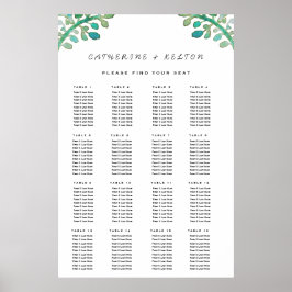 夢の水の色の緑結婚のシーティングチャート ポスター