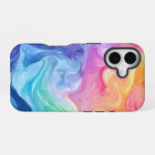 夢の水彩フロー抽象デザイン 携帯ケース iPhone 16ケース (裏面横)