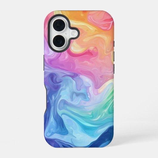 夢の水彩フロー抽象デザイン 携帯ケース iPhone 16ケース (裏面)