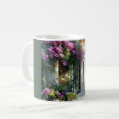夢の水彩中庭マグカップ: 花の芸術ギフト コーヒーマグカップ (正面左)