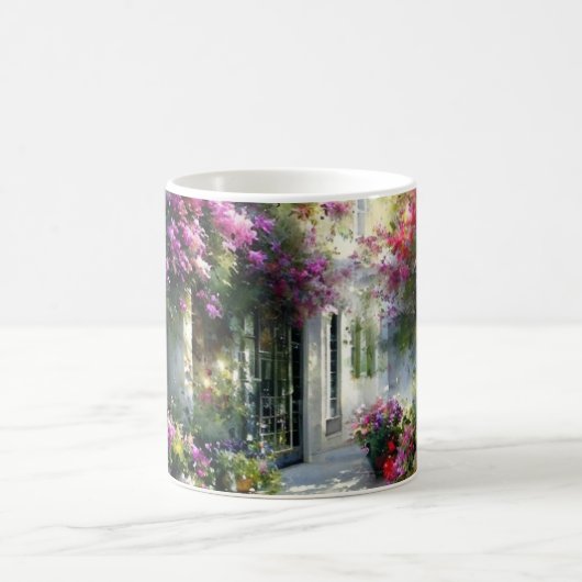 夢の水彩中庭マグカップ: 花の芸術ギフト コーヒーマグカップ (中央)