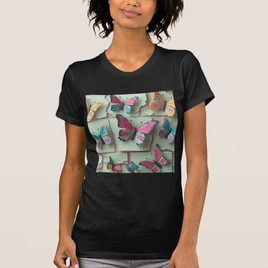 夢の水彩蝶々Tシャツ 女性用 Tシャツ (正面)