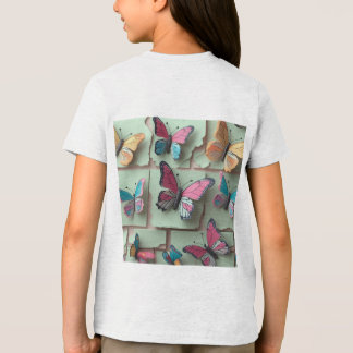夢の水彩蝶々Tシャツ 子供用 トライブレンドＴシャツ