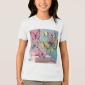 夢の水彩蝶々Tシャツ 子供用 トライブレンドＴシャツ (正面)