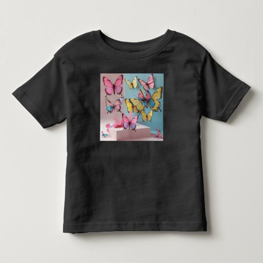 夢の水彩蝶々Tシャツ（幼児用） トドラーTシャツ (正面)