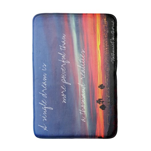 夢の独身の引用文オレンジ色の夕日の写真はっきりした バスマット (正面縦)