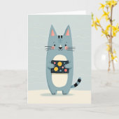 夢の猫アートの誕生日カード カード (黄色い花)