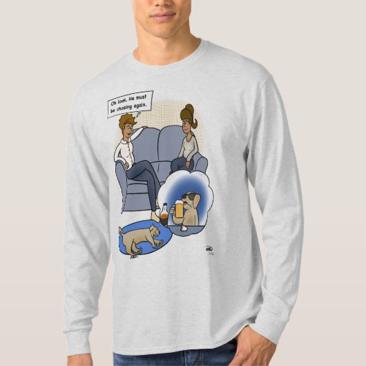 夢の男の灰を追いかける犬 Tシャツ (正面)