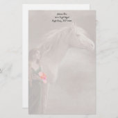 夢の白い種馬の馬の文房具のノート紙 便箋 (正面/裏面)