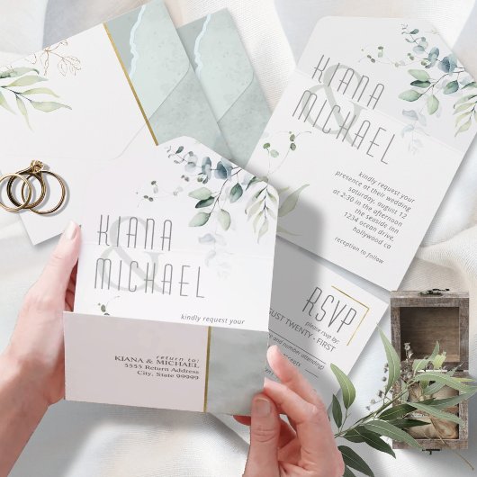 夢の結婚葉の緑ID817 オールインワン招待状