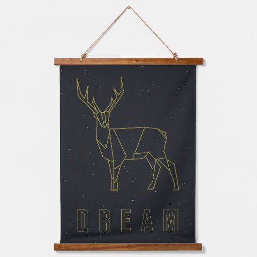 夢の肯定ポスター黄色い折り紙鹿 吊り下げ型タペストリー (正面)