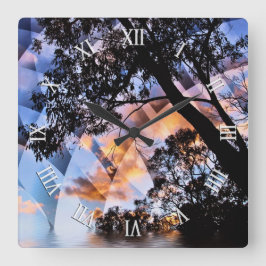 夢の自然サイケデリックビュー壁時計 スクエア壁時計