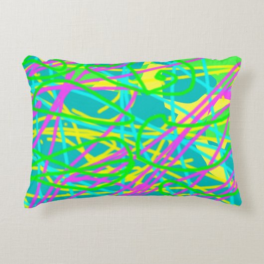 夢の色を書き込み文様を表現アート アクセントクッション (正面)