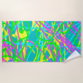 夢の色を書き込み文様を表現アート ビーチタオル (正面)
