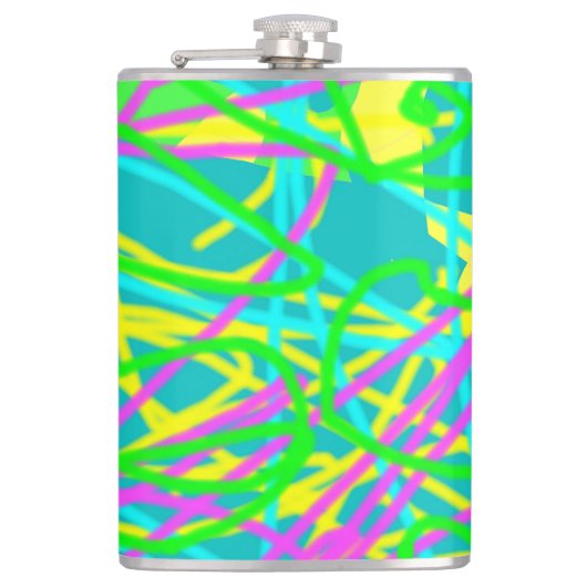 夢の色を書き込み文様を表現アート フラスク (正面)