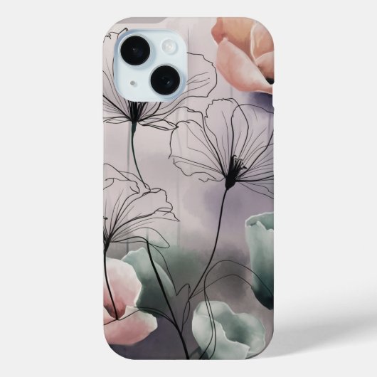 夢の花模様：インクと水の色のエレガンス Case-Mate iPhoneケース (裏面)