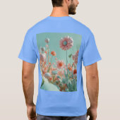 夢の花:超本物ピンクの花畑Tシャツ Tシャツ (裏面)