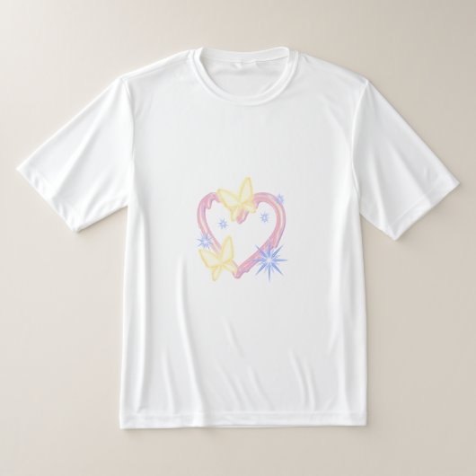 夢の蝶とハートの美しいグラフィックTシャツ Tシャツ (レイダウン)