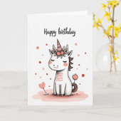 夢の角のある誕生日カード カード (黄色い花)