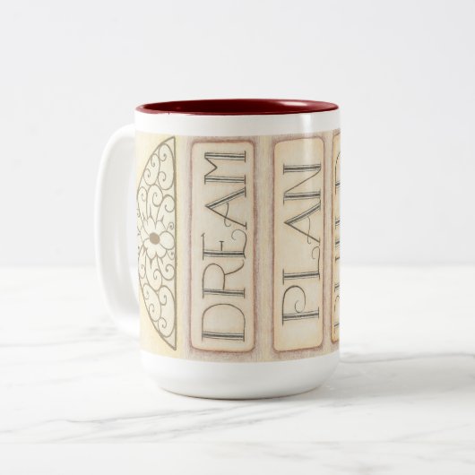 夢の計画を構築する繰り返しコーヒーマグ ツートーンマグカップ (正面左)