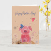 『夢の豚の母の日』 カード (黄色い花)