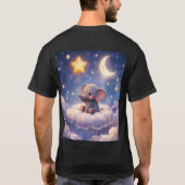 夢の象と真夜中の星 ユニセックス ブラックT- Tシャツ (裏面)