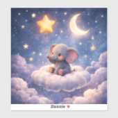 夢の象と真夜中の星 大きな光沢アクリル シール (シート)