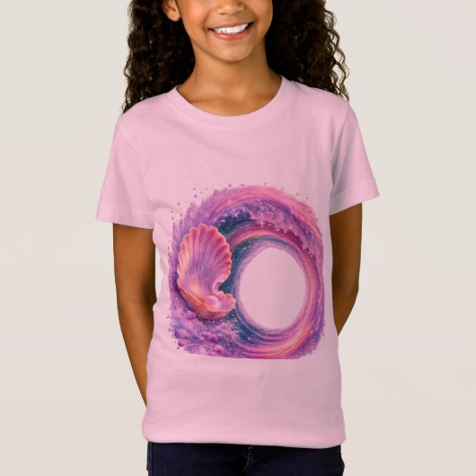 夢の貝殻の波の幻想芸術 - トロピカルオーシャン Tシャツ (正面)
