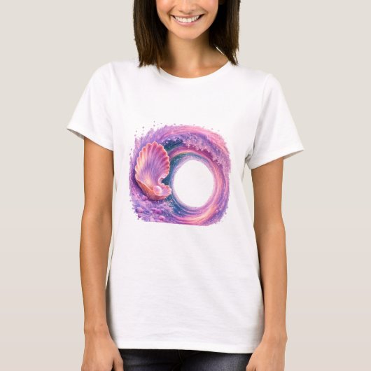 夢の貝殻の波の幻想芸術 - トロピカルオーシャン Tシャツ (正面)