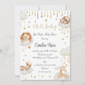 夢の金ゴールド星空の眠っている動物のシャワー 招待状 (正面)