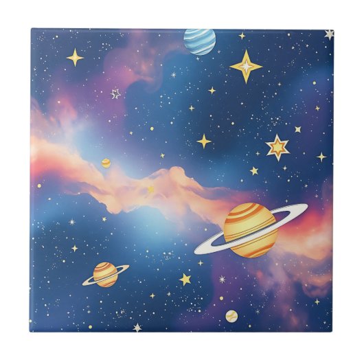 夢の銀河惑星星パターン タイル (正面)