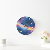 夢の銀河惑星星パターン ラウンド壁時計 (ホーム)