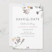 夢の開花赤面フローラ結婚式の日付を保存 招待状 (正面)