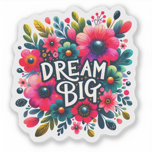 夢の開花鮮やか花 シール (正面)