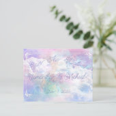 夢の雲と星の結婚式の日付を保存！ ポストカード (スタンド正面)