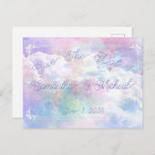 夢の雲と星の結婚式の日付を保存！ ポストカード (正面/裏面)