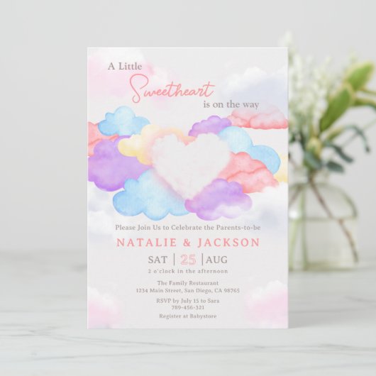 夢の雲リトルスウィートコードベビーシャワー 招待状 (スタンド正面)