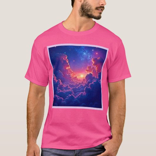 夢の雲: 天上のサンセットマジックアート Tシャツ (正面)