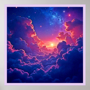 夢の雲: 天上の夕焼けマジックアート ポスター