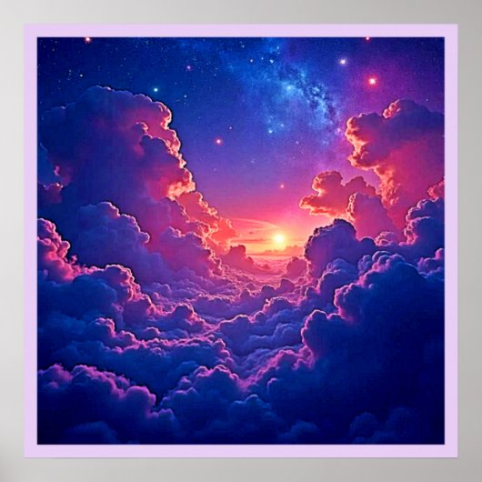 夢の雲: 天上の夕焼けマジックアート ポスター (正面)