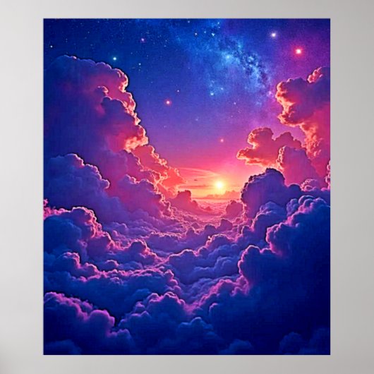 夢の雲: 天上の夕焼けマジックアート ポスター (正面)