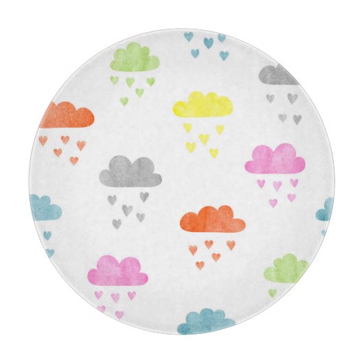 夢の雲:水の色ハート雨 カッティングボード (正面)