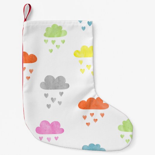 夢の雲：水の色ハート雨 スモールクリスマスストッキング (正面)