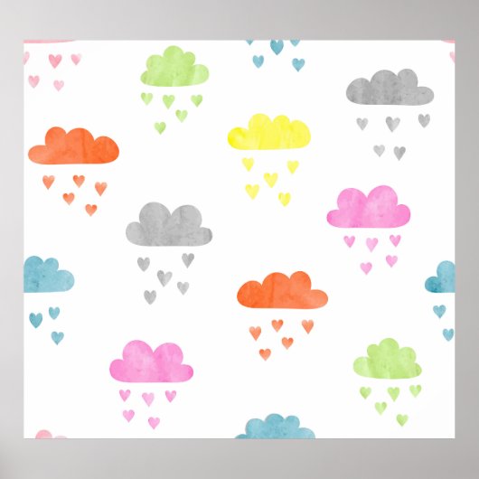 夢の雲:水の色ハート雨 ポスター (正面)
