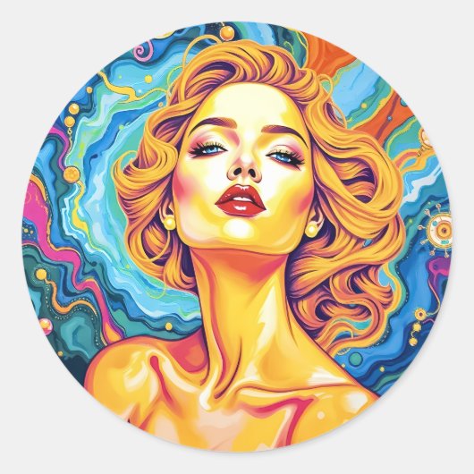 夢の風景 – 超鮮やかリアルポートレートアート ラウンドシール (正面)