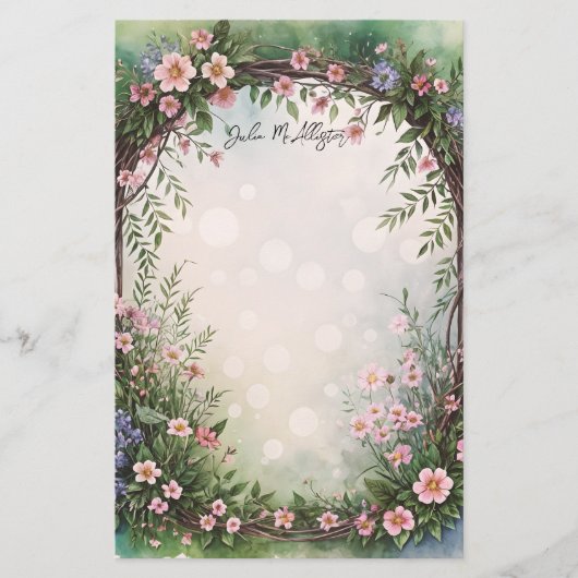 夢の魅力的光で咲く枝 便箋 (正面)