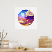 夢の鮮やかな夕焼け空の壁アートプリント ポスター (キッチン)
