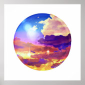 夢の鮮やかな夕焼け空の壁アートプリント ポスター (正面)