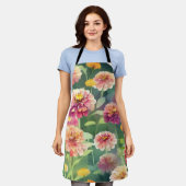 夢の《植物》百日草の花 エプロン (着用した状態)